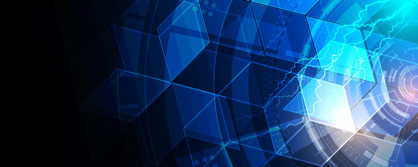 Wall Mural - lightning pattern hexagonal abstract background digital future technology
