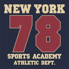 New York typography graphics. Print for number t-shirt, design of athletic clothes. Stamp for sport original apparel. Vector