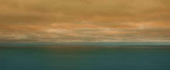 Atlantic Ocean just off Myrtle Beach on a bright orange morning