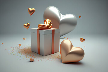 hearts and a gift box. generative ai