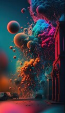 Abstract Ink Ball Colorful Water Explosion