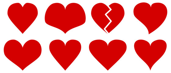 Poster - Heart vector icon set, collection of love symbols isolated on white background