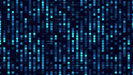 Wall Mural - Motion blue illumination background with flashing and blinking dots at 60fps.