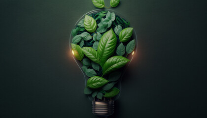 Wall Mural - Green eco friendly lightbulb, green energy concept