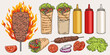 Donner kebab set emblems colorful