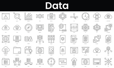 Wall Mural - Set of outline data icons. Minimalist thin linear web icon set. vector illustration.