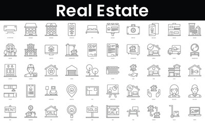 Wall Mural - Set of outline real estate icons. Minimalist thin linear web icon set. vector illustration.