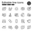 © blankstock - Set of Technology outline icons. Contains icons as Vip phone, Online question and Packing boxes elements. Search document, Settings gear, Architectural plan web signs. Chemistry lab. Vector