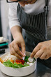 © dsheremeta - Cropped view of chef preparing food, food, in kitchen, chef preparing food, chef decorating dish, close-up