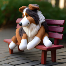 3d Dog Collie Dog Toy Bench