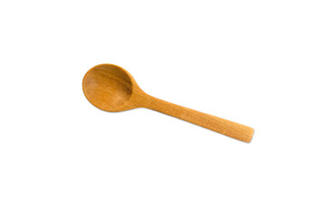 Wooden spoon on white background