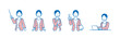 © Grünherz - Minimal and simple illustration young female casual office worker 5 poses