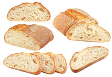 Ciabatta Bread Isolated On White Background, Full Depth Of Field