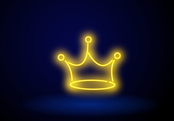 Wall Mural - Yellow crown night bright advertisement element. Gambling concept for neon sign design.