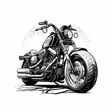 Big Motorcycle Illustration Isolated White. Generative AI