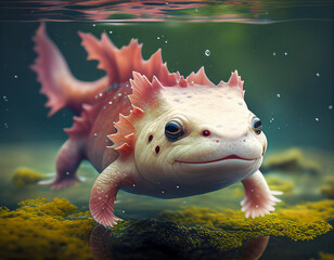 An Axolotl Salamander Underwater | Generative AI