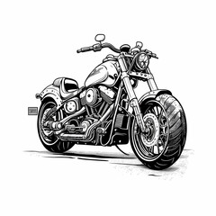 Big Motorcycle Illustration Isolated white. Generative AI