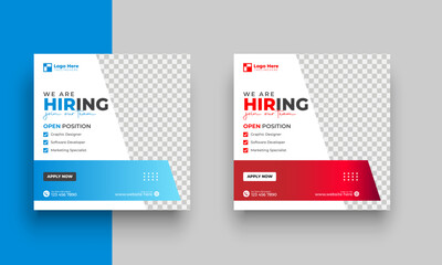 Wall Mural - we are hiring job vacancy social media post or square web banner template design