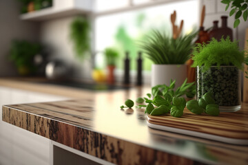 Wall Mural - green plants on kitchen table