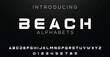 BEACH minimal tech font letter set. Luxury vector typeface for company. Modern gaming fonts logo design.