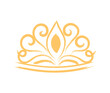 © 100% HAND-CRAFTED - Crown doodle icon. Golden minimalistic patterns. Aesthetics and elegance. Decoration and treasure, wealth and power of royal family. Middle age kingdom. Cartoon flat vector illustration