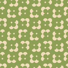 70's Retro Seamless Wallpaper Pattern Material, Vector Mid Century 50s 60s Illustration. Funky Floral Flower Daisy Texture