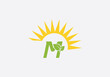 © Nasir Stock Photo - Green leaf  solar logo design and eco sun icon letter M