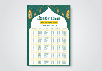 Ramadan calendar 2023 vector design.