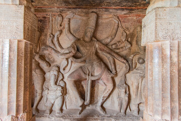 Sticker - Nataraja sculpture in Ravana Padi Cave Temple in Aihole