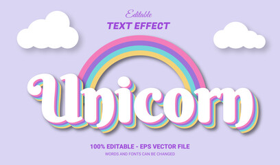 Canvas Print - cute unicorn editable text effect