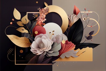 Sticker - Abstract floral background. Elegant. Generative AI