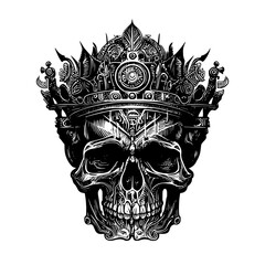 Sticker - Skulls and Crowns logo illustration King of Death Unveiling the Mysterious Symbolism