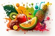 illustration, variety of fruits with a lot of color,generative ai