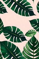 Wall Mural - Seamless background with green leaves. Generative AI
