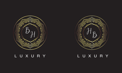 Wall Mural - BH and HB logo luxury logo design.