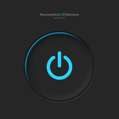 Wall Mural - power button on a black background. user interface elements in the style of neumorphism, ux. vector 