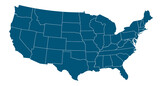 Fototapeta Storczyk - USA states map outline. Country map United States of America. US states borders silhouettes.