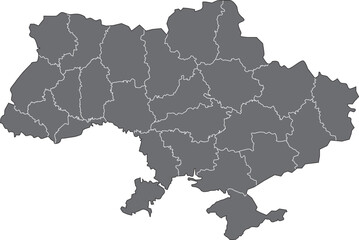 Wall Mural - Ukraine map with region borders. UA map. UA borders borders silhouettes.