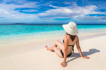 Sticker - Woman at tropical beach