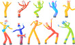 © ssstocker - Inflatable tube men. Dancing cloth man with air move hands for advertising promotion, fun wacky balloon dancer, wind sky dance toy on playground or street neat vector illustration
