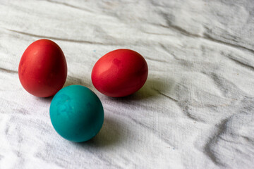 easter eggs on a wooden table