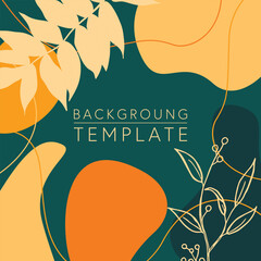 Trendy abstract square templates with leaves, flowers and geometric shapes. Good for social media posts, mobile apps, banner designs and online promotions and adverts. Abstract vector background.