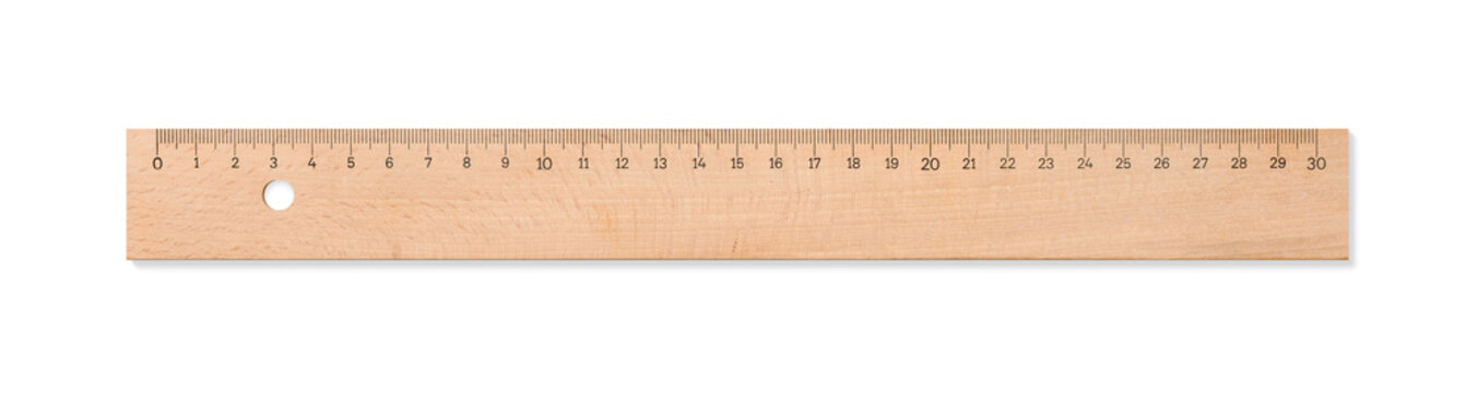 wooden ruler 30 cm isolated on a transparent background, png. high resolution.