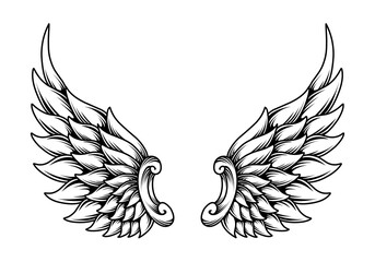 Vector angel wings tattoo design