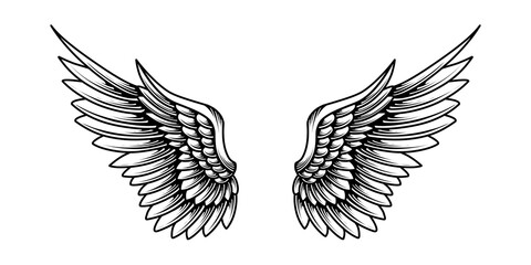 Vector angel wings tattoo design