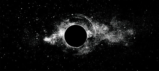 Wall Mural - black hole ink illustration. space galaxy background