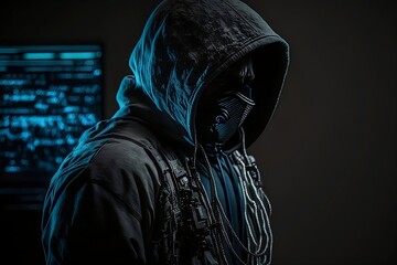 dark web hooded hacker cyber, Generated AI
