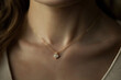 Leinwandbild Motiv gold necklace with white gemstone