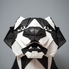  Portrait of a dog from origami, creativity from paper. generative AI