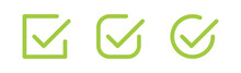 Check Box Icon With Correct, Accept Checkmark Icons Green Tick Box, Check List Circle Frame - Checkbox Symbol Sign. Check Mark Box Square Frame